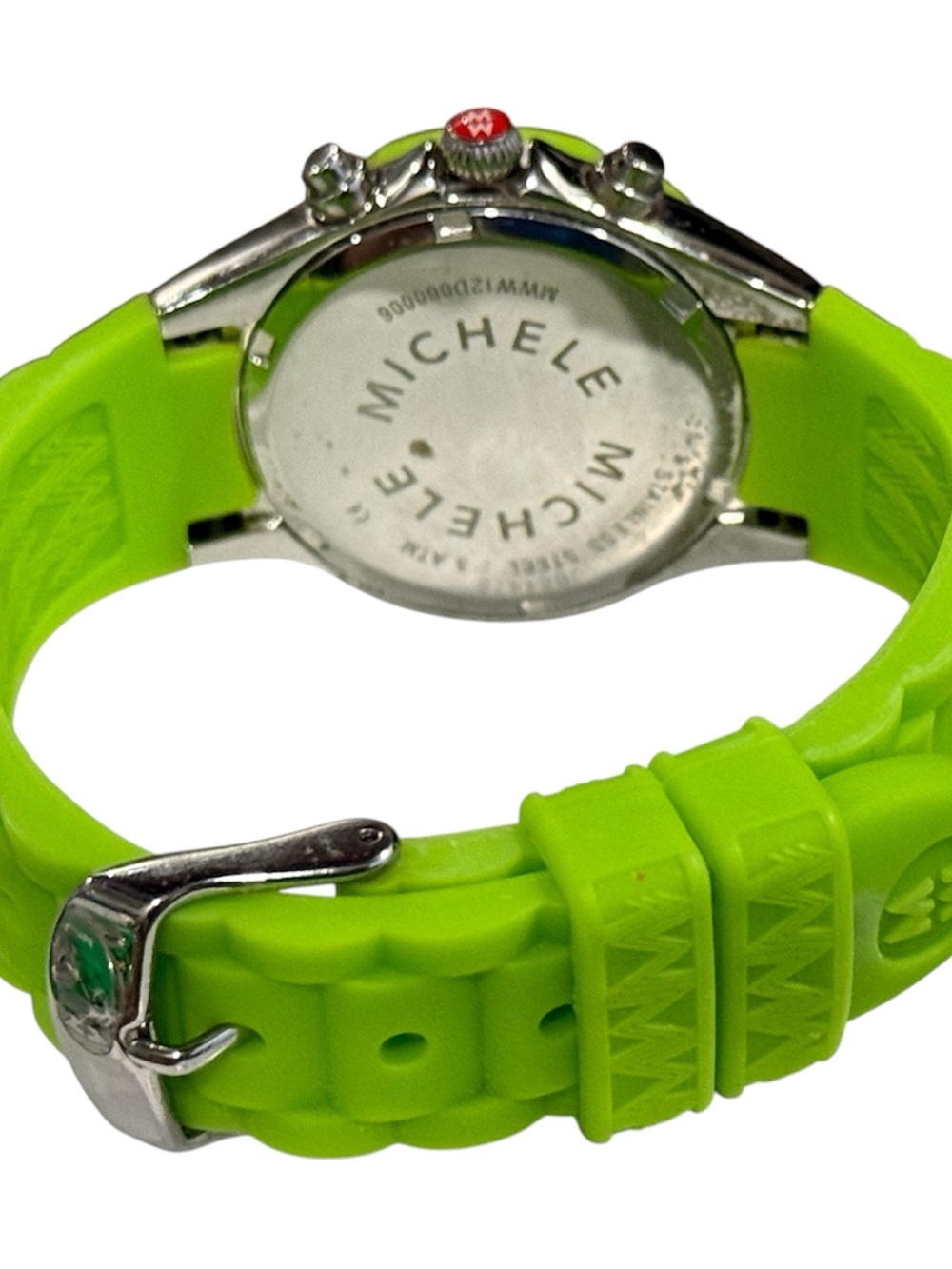 Michele NeonLime Green Jelly Bean Silicone Bezel Chronograph Watch - Picture 5 of 6